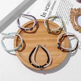 Natural Stone Double Layer Bracelet Faceted Beads Heart Charm