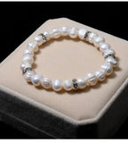 Freshwater Pearl Bracelet Rhinestone Charm Baroque Potato Pearl Bangle