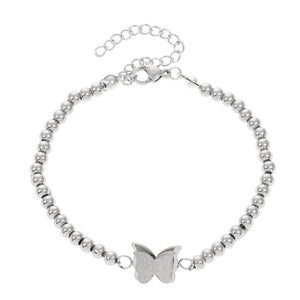 Frosted Butterfly Bracelet - Steel & Beaded Niche Sense