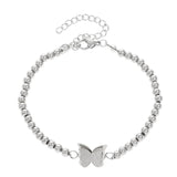 Frosted Butterfly Bracelet - Steel & Beaded Niche Sense