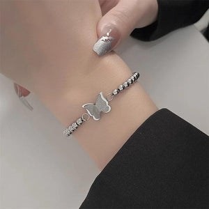 Frosted Butterfly Bracelet - Steel & Beaded Niche Sense