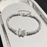 Frosted Butterfly Bracelet - Steel & Beaded Niche Sense