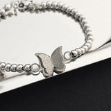Frosted Butterfly Bracelet - Steel & Beaded Niche Sense