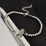 Frosted Butterfly Bracelet - Steel & Beaded Niche Sense