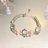 Moonstone Pearl Stitching Bracelets For Women Minimalist Titanium Steel Bracelet