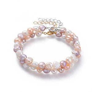 Baroque Pink Pearl Beaded Bracelet for Women