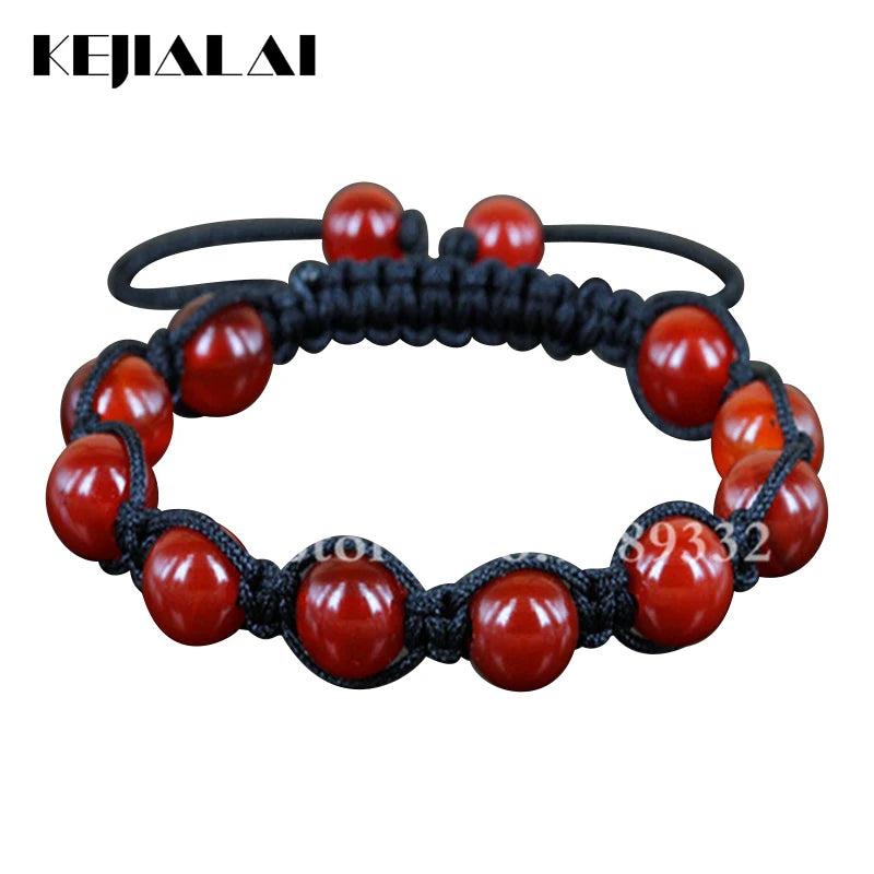 Carnelian Beads Macrame Bracelet Adjustable Red Gems Bangle