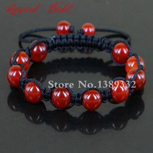 Carnelian Beads Macrame Bracelet Adjustable Red Gems Bangle