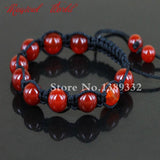 Carnelian Beads Macrame Bracelet Adjustable Red Gems Bangle