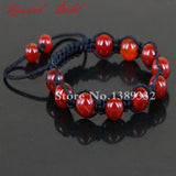 Carnelian Beads Macrame Bracelet Adjustable Red Gems Bangle