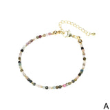 2mm Semi-precious Stone Bead Bracelet with Copper Metal Beads