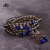 Tibetan Smoking Quartz Stone Buddha Bracelet Men Jewelry