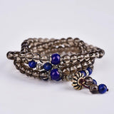 Tibetan Smoking Quartz Stone Buddha Bracelet Men Jewelry