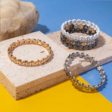 Silver Metal Bracelets Peace Logo Elastic Bracelets Enamel Brangle For Women