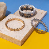 Silver Metal Bracelets Peace Logo Elastic Bracelets Enamel Brangle For Women