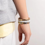 Silver Metal Bracelets Peace Logo Elastic Bracelets Enamel Brangle For Women