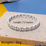 Silver Metal Bracelets Peace Logo Elastic Bracelets Enamel Brangle For Women