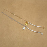 Pearl Bracelet with Heart Mom Pendant, Gift for Mom