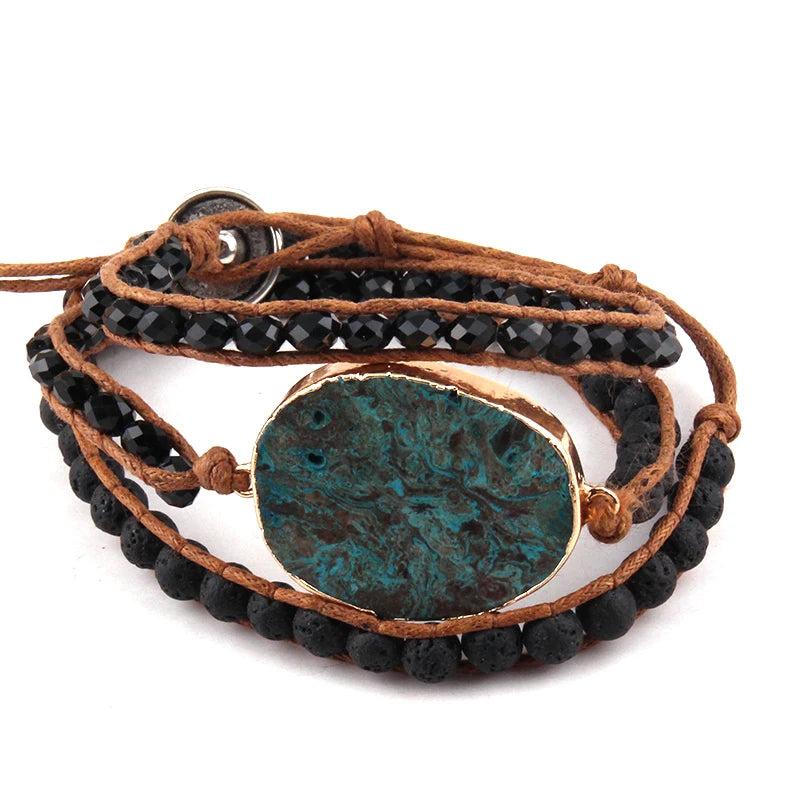 Crystal Long Stone Wrap Bracelet 3 Wraps Women