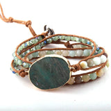 Crystal Long Stone Wrap Bracelet 3 Wraps Women