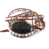 Crystal Long Stone Wrap Bracelet 3 Wraps Women