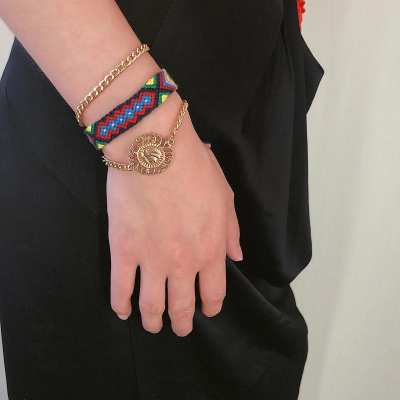 Boho Style Embossed Chain Layered Bracelet