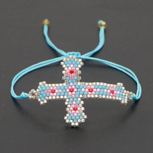 Boho Cross Geometric Adjustable Rice Bead Bracelet