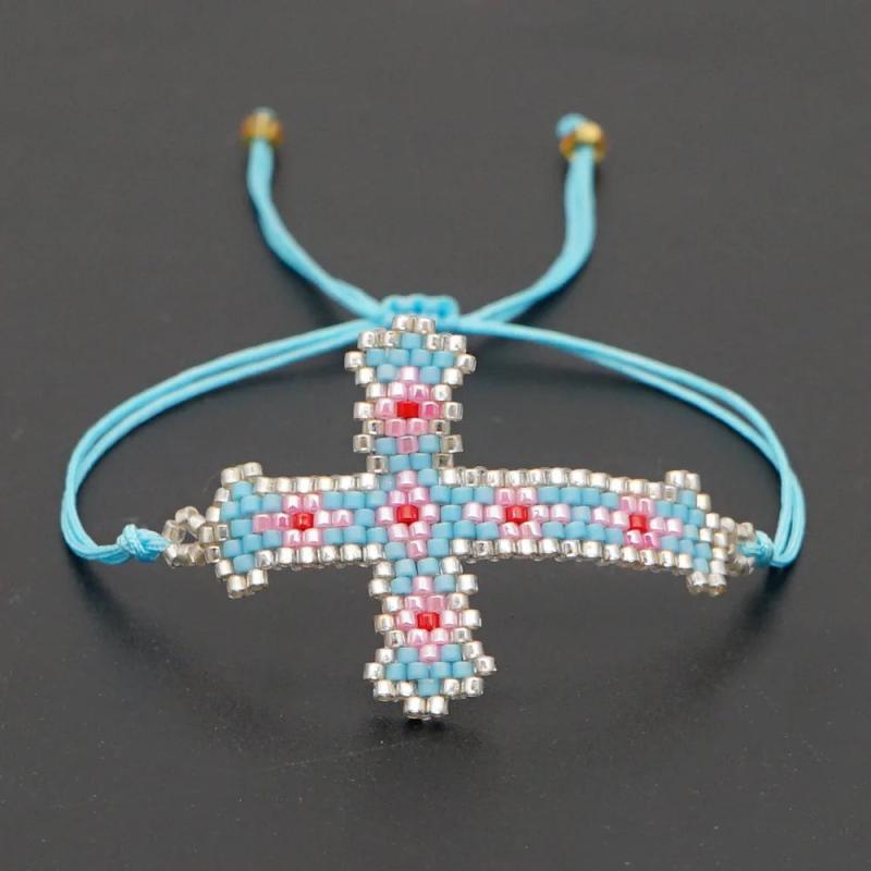 Boho Cross Geometric Adjustable Rice Bead Bracelet