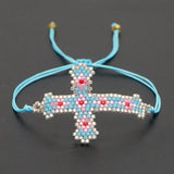 Boho Cross Geometric Adjustable Rice Bead Bracelet
