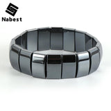 Men Hematite Tube Beaded Stretch Bracelet Healing Gemstone Jewelry