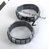 Men Hematite Tube Beaded Stretch Bracelet Healing Gemstone Jewelry