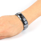 Men Hematite Tube Beaded Stretch Bracelet Healing Gemstone Jewelry