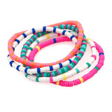 5Pcs Heishi Bracelet Multicolor 4mm Beaded Vinyl Bracelets