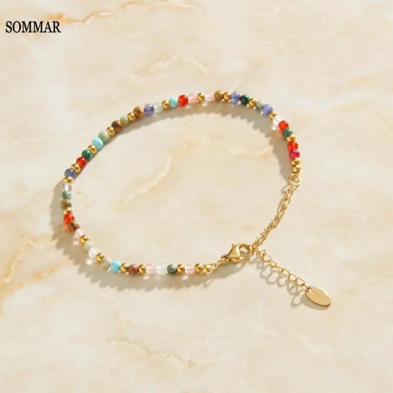 Plated Lady Charms bracelet with Natural Stone Necklace