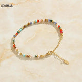 Plated Lady Charms bracelet with Natural Stone Necklace