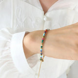 Plated Lady Charms bracelet with Natural Stone Necklace