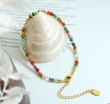 Plated Lady Charms bracelet with Natural Stone Necklace