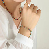 Plated Lady Charms bracelet with Natural Stone Necklace
