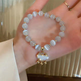 Opal Bracelet Ball Pingan Lock for Women Girl Birthday Gift