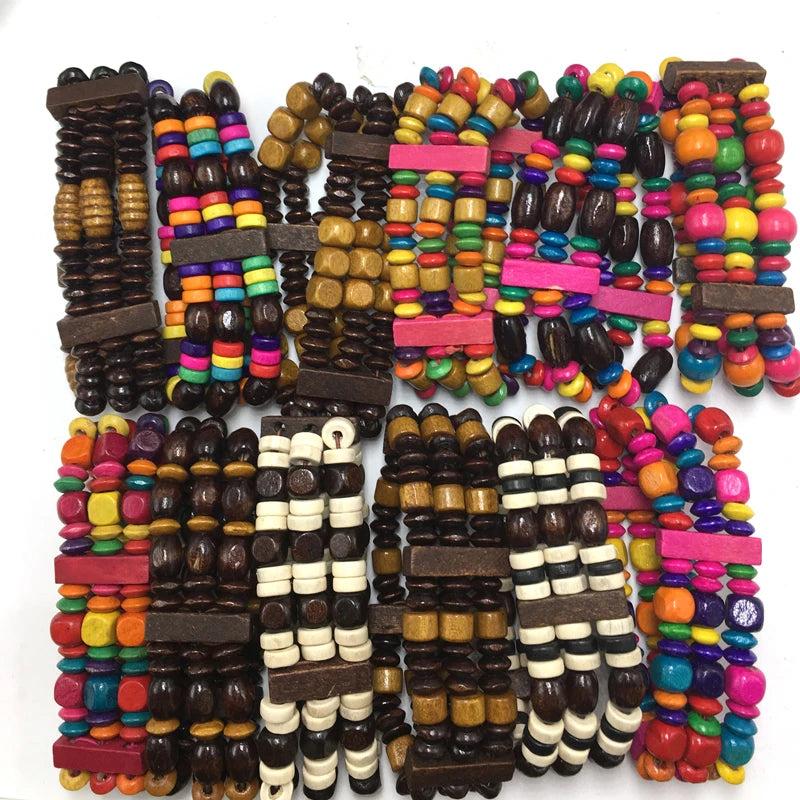 African Shape Wood Beads Bracelet - Mixed Designs