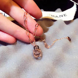 Zircon Lock Charm Bracelet Flash Set for Couples