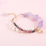 Amethysts Freshwater Pearls Tourmaline Beaded Bracelet