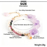 Amethysts Freshwater Pearls Tourmaline Beaded Bracelet