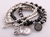 Peace Heart Princess Charm Stone Bracelet Women Elastic