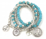 Peace Heart Princess Charm Stone Bracelet Women Elastic