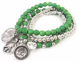 Peace Heart Princess Charm Stone Bracelet Women Elastic