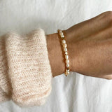 Fine Jewelry Bracelet with Natural Pearl and Stone Pendant