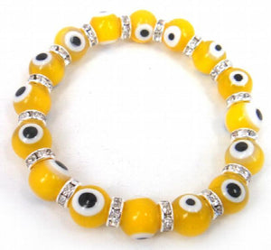 10mm Light Lucky Evil Eye Glass Bracelet for Women Size 10