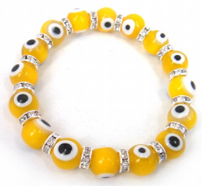10mm Light Lucky Evil Eye Glass Bracelet for Women Size 10