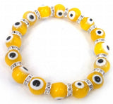 10mm Light Lucky Evil Eye Glass Bracelet for Women Size 10